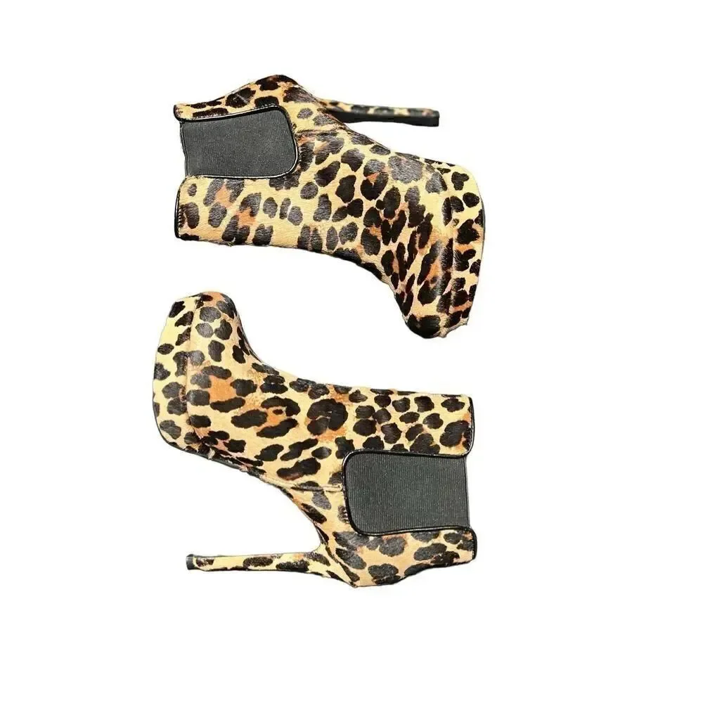 Gianni Bini Leopard Print Calf Hair Stiletto Booties Size 6.5